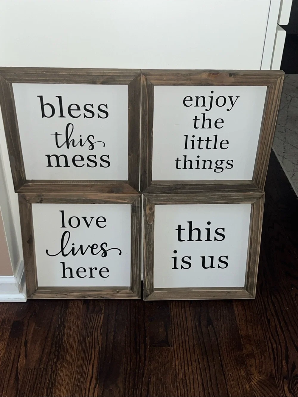 Wood Frame Inspirational Wall Art Set - White/Black